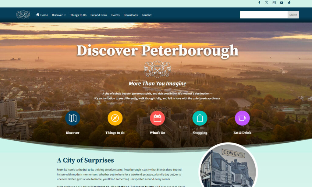 discover-peterborough SS1 - News for Peterborough and Cambridgeshire The city’s new digital gateway for culture, heritage and events — discoverpeterborough.co.uk — has been launched, and Peterborough has officially established its new independent Destination Management Organisation (DMO), the Peterborough Tourist Board, chaired by Andrew Pakes MP