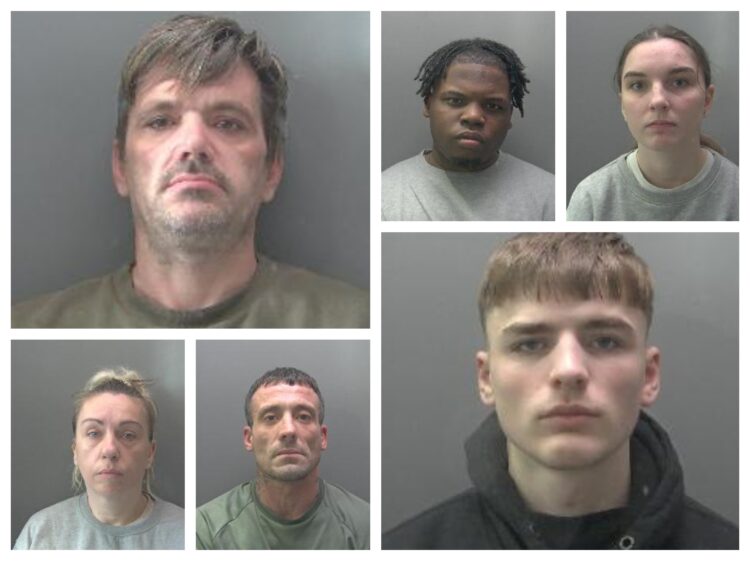 gang 2025 - News for Peterborough and Cambridgeshire News for Peterborough and Cambridgeshire - From left: David Chapamn, Tristian Vernon-Harriott, Keileigh Spencer. Bottom (from left): Michelle Bailey, Jonathan Stokes and Jesse Morgan-Smith. Part of a violent gang that lured victims online, kidnapped and blackmailed them out of thousands of pounds