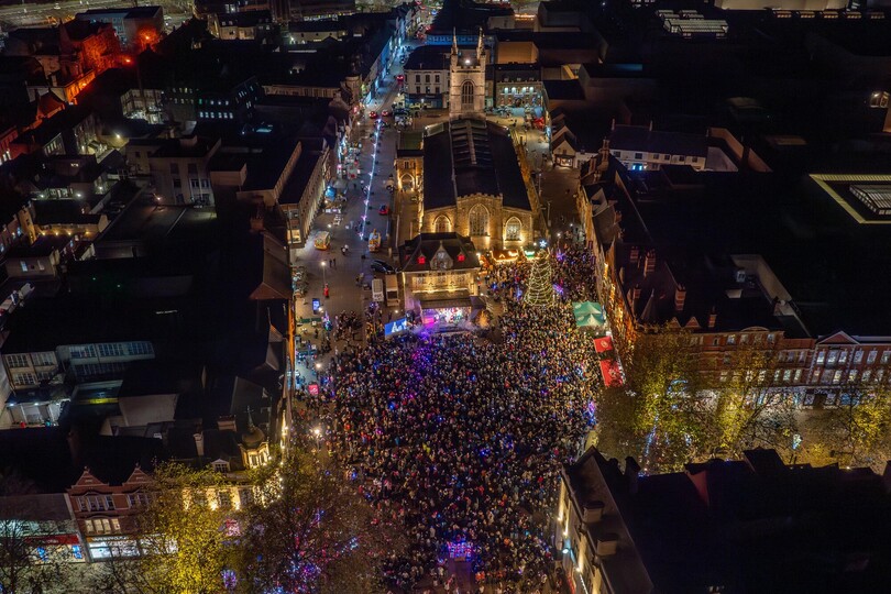 lights 2 - News for Peterborough and Cambridgeshire Christmas lights switch on in Peterborough in 2024. PHOTO: Terry Harris