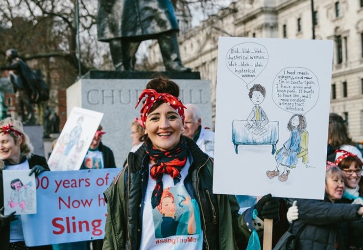 House of Lords suffragette rally on Feb 6, 2018: Kath Samson at a rally at the foot of Winston Churchill before going into the House of Lords to hear a question by Lord Phillip Hunt. PHOTO: Caroline Briggs