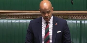 MP Ben Obese-Jecty has been widely commended for his visible support of emergency services during Saturday’s attack at Huntingdon Station, and for keeping constituents updated throughout the weekend. Above: Speaking in Parliament on Monday