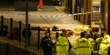 Scene at Huntingdon station last night