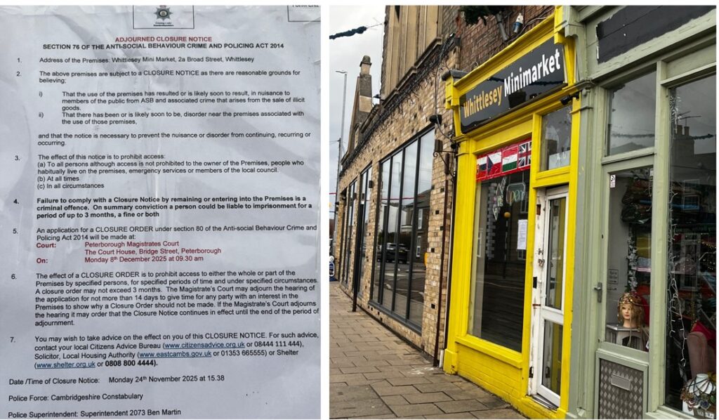 Whittlesey Mini Mart closure marks a result of Operation Machinize 2, with seizures across Peterborough and East Cambridgeshire PHOTO: John Elworthy