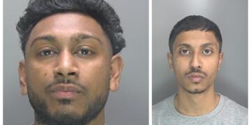 The attack happened just before midday, on 2 October last year, in Nicholson Way, when Shellem Miah (right) and Maruf Riaz stabbed a 54-year-old man twice to the chest