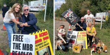 Broadcaster Eamon Holmes visited Camp Beagle on September 6 to support the end of animal testing and the 'Turn a Blind Eye Campaign'. The initiative was set up by the ex-husband of comedian Alan Carr and animal rights campaigner Paul Drayton.