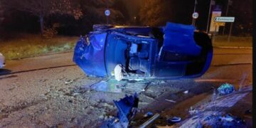 Police have released a photo of Szlovak’s crashed vehicle as a stark warning to others.