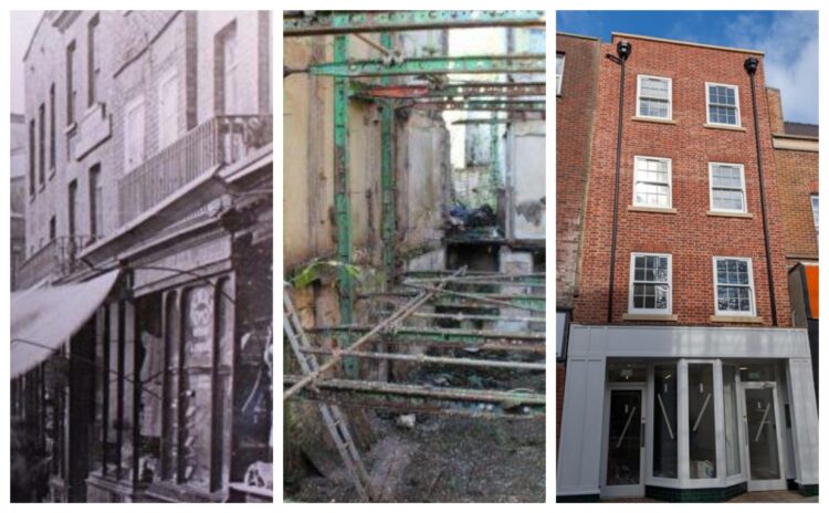 Images of 24 High Street, Wisbech through the Ages: 24 High Street, 2017 Credit: Taleyna Fletcher, 23-24 High St, c.1960s Credit: Geoff Hastings, High St, Late 19th Century, showing butchers on closest on the right Credit: Wisbech and Fenland Museum (ref MS 248), Fenland District Council.