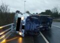 Adam Ingrey, 51, crashed his lorry on the A1307 turning it on its side. He blew 94 on the roadside and was arrested. The legal limit is 35
