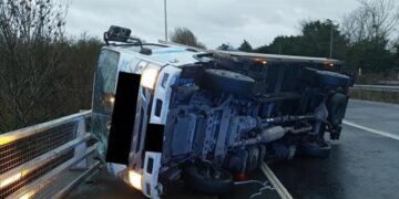 Adam Ingrey, 51, crashed his lorry on the A1307 turning it on its side. He blew 94 on the roadside and was arrested. The legal limit is 35