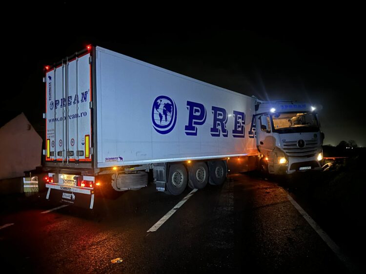 A jack-knifed lorry brought the A10 to a standstill, leaving residents to turn vehicles around while they waited more than two hours for police to arrive. PHOTO: Steve Shipp