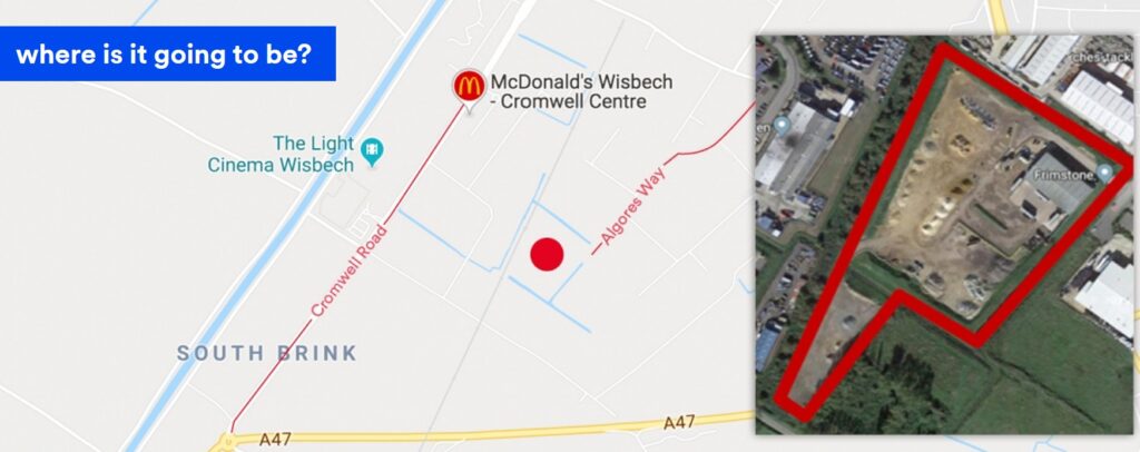 Site of the new mega incinerator for Wisbech. MVV says the plant will avoid transporting waste overseas and to generate decentralised, and in part, renewable energy for local businesses. It says that currently too much waste still goes to landfill.