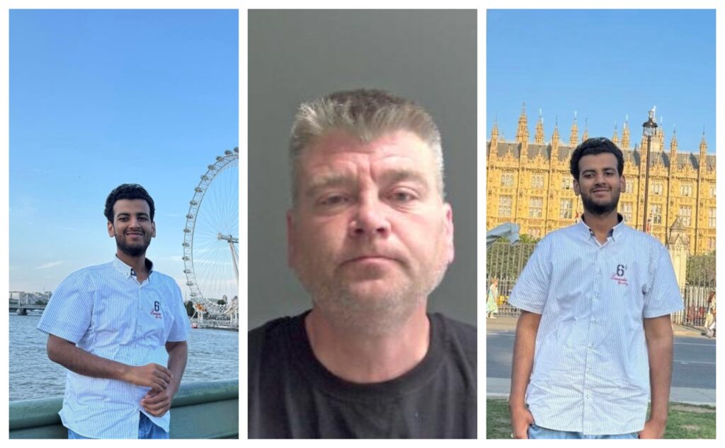 Owen Bird of Whittlesey (centre) jailed for eight years after pleading guilty to causing the death of Muhammad Faizan, also pictured above, and serious injury while over the prescribed limit.