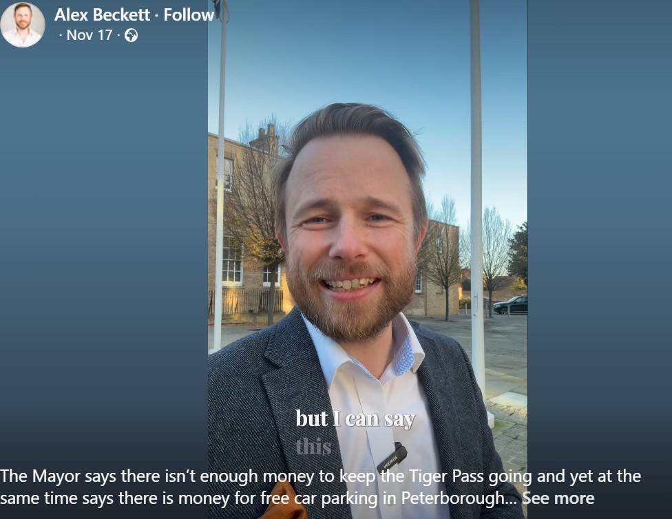 Cllr Alex Beckett, Chair of Cambridgeshire County Council’s Highways and Transport Committee