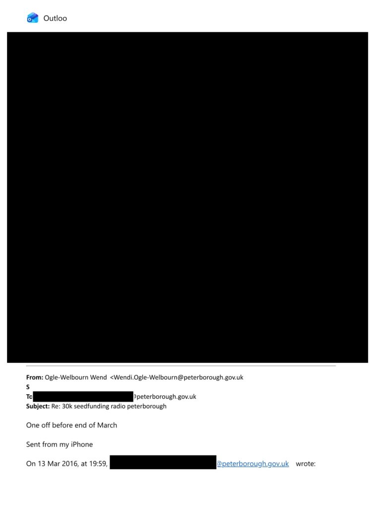 After considerable pressure from CambsNews, Freedom of Information requests to Peterborough City Council has uncovered a series of (redacted) emails covering the period in 2016 when £30,000 was given to PACO Ltd to help their local radio ambitions