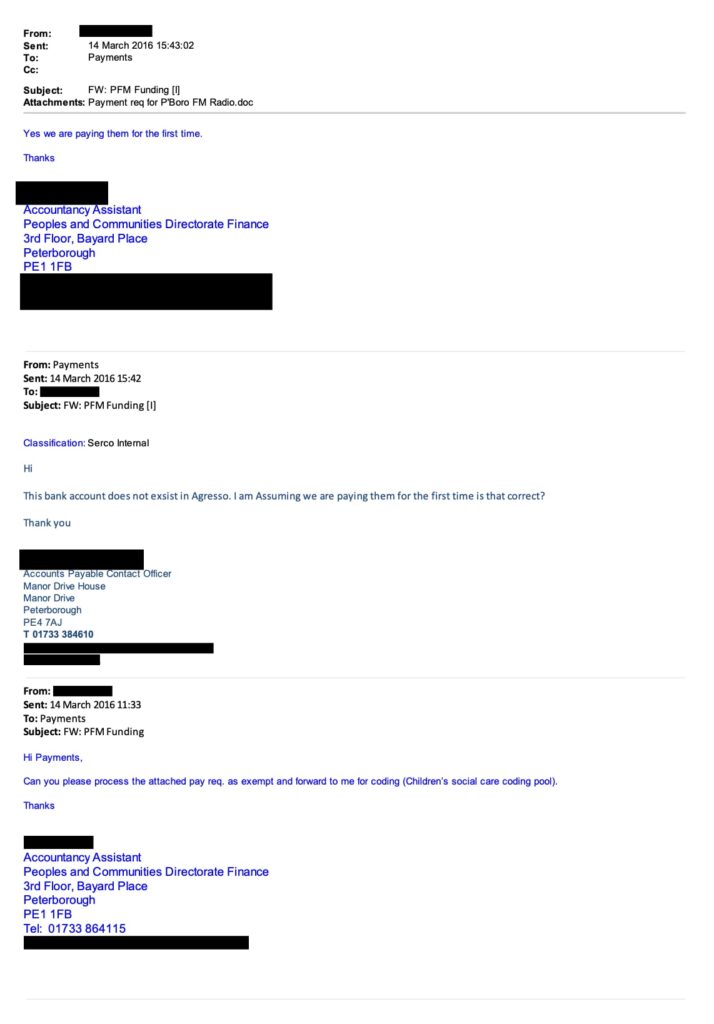 After considerable pressure from CambsNews, Freedom of Information requests to Peterborough City Council has uncovered a series of (redacted) emails covering the period in 2016 when £30,000 was given to PACO Ltd to help their local radio ambitions