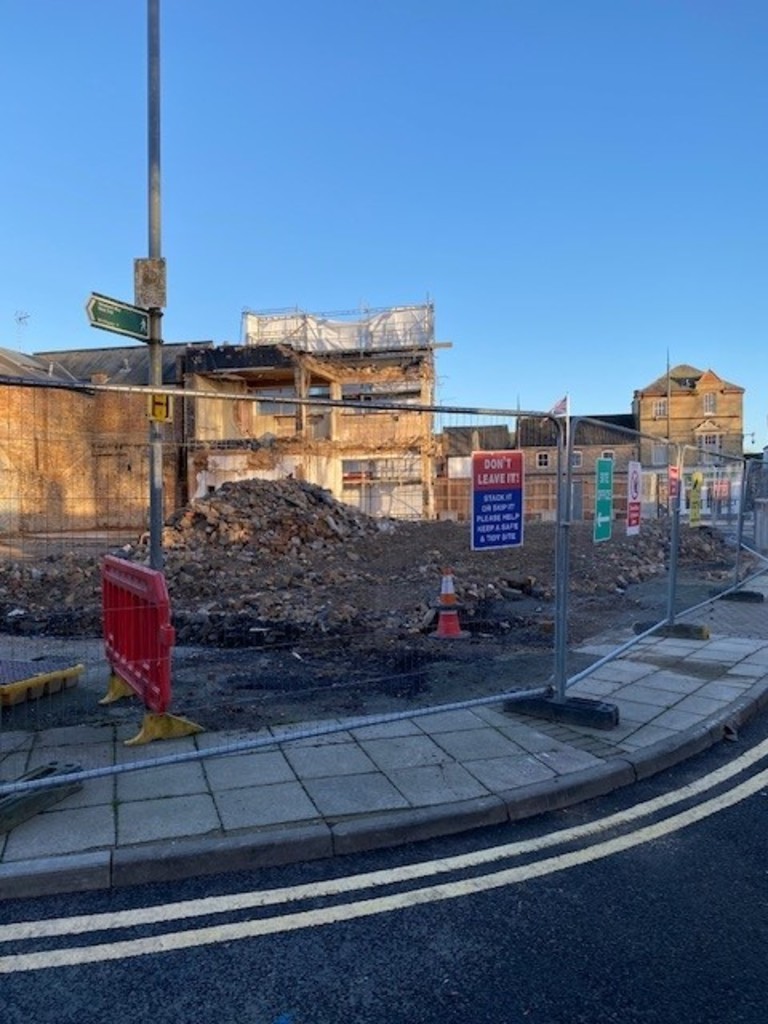 The former Barclays Bank site in Broad Street, March, during demolition works. The council bought the building for £750,000 in 2023 and is now selling the cleared site.