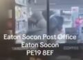 “Look at these lots, robbing post office, getting everything taking all the alcohol and lot” says an onlooker as he filmed outside Eaton Socon post office and Premier store, Eaton Socon, Cambridgeshire. His video has been seen 12,000 times on Facebook.