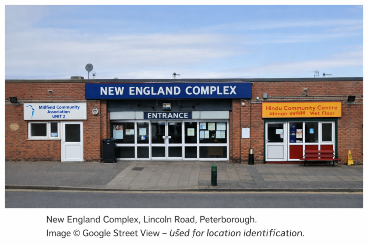 New England Complex, Lincoln Road, Peterborough. Image © Google Street View – used for location identification.