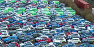 Motorists travelling along the A605 have reported seeing row after row of vehicles stored in the open, with aerial photographs showing what appears to be a substantial holding area for Zipcar-branded cars and vans. PHOTO: Terry Harris