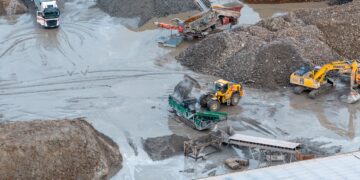 This is the trommel which processes IBA into building 1. The photo shows steam and the material remains hot due to chemical activity. If dust never occurs during this process what is the discolouration on the solar panels. Former Saxon brickworks site, Whittlesey. PHOTO: Terry Harris February 17th, 2026