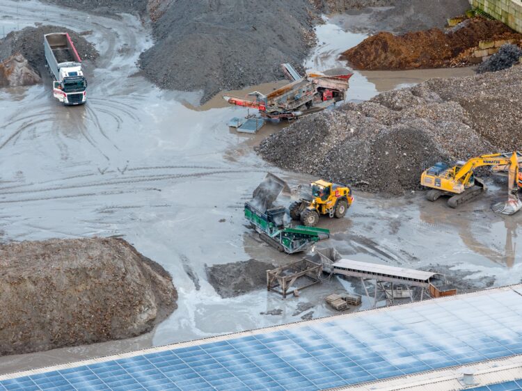 This is the trommel which processes IBA into building 1. The photo shows steam and the material remains hot due to chemical activity. If dust never occurs during this process what is the discolouration on the solar panels. Former Saxon brickworks site, Whittlesey. PHOTO: Terry Harris February 17th, 2026