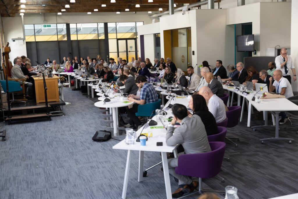 Peterborough City Council is facing a £5.9m overspend this year, with mounting pressure from children’s services, capital financing and the stalled Hilton Hotel project, according to a new finance report going before councillors on 19 March. Council meeting photo: Terry Harris