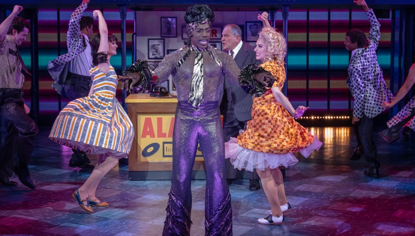 Rodrick Covington as Little Richard and the cast of Rock & Roll Man. Photo credit © Joan Marcus (2023)