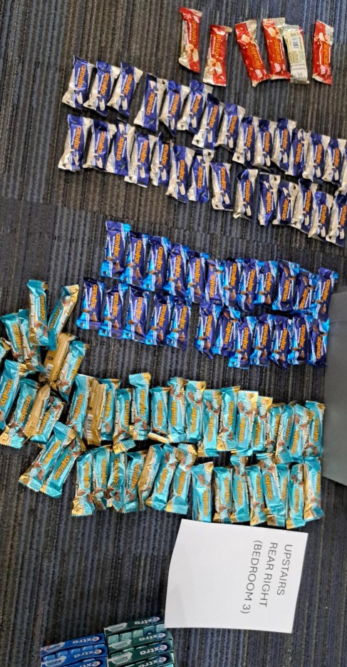 Police recover nearly 3,000 stolen chocolate and confectionery items worth over £7,000 in Fenstanton. Edgware couple arrested and bailed with restrictions in Cambridgeshire. Photos of goods seized by Cambridgeshire Police