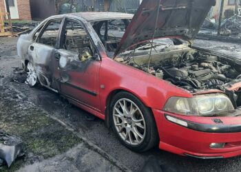 Damage to Charlotte Bessey’s home and vehicles on John Bends Way, Parson Drove, after a fire started from hot ashes in a wheelie bin