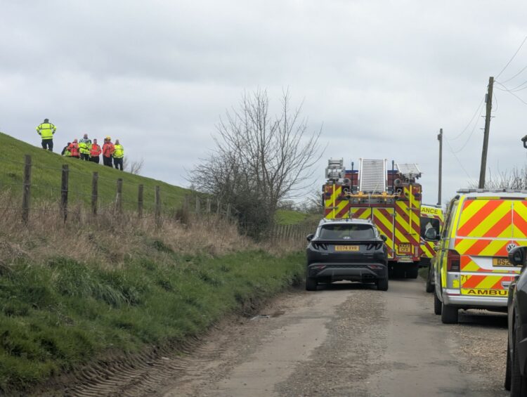 Police, fire crews and ambulance services gather along the River Nene near North Brink and Wisbech St Mary as the search continues for missing 18-year-old driver Declan Berry following last week’s crash.