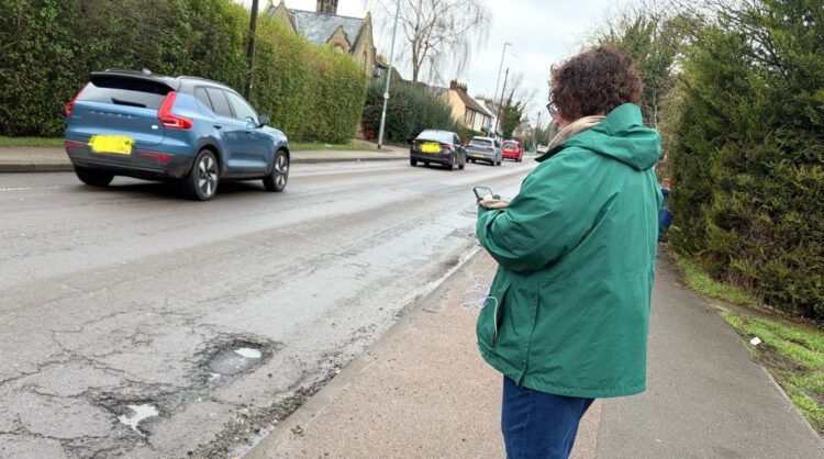 Out on Cherry Hinton Road last month: Cllr Anna Smith inspecting the scale of potholes and pavement damage as part of a 4-hour survey logging 66 issues in just one stretch. “Working with Cllr Bryony Goodliffe, we’re making sure every problem is reported so residents can walk, drive, and wheel safely—and to show just how urgent repairs have become,” she said.