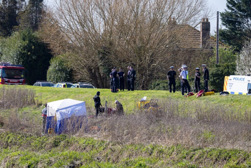 Emergency services at the scene on North Brink in Wisbech this morning as search efforts continue after a car entered the River Nene. PHOTO: Terry Harris