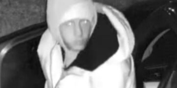 Caught in the act: CCTV shows the man suspected of the late-night bike theft.