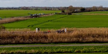 A person has died after a train struck a car at Dimmocks Cote level crossing near Ely, Cambridgeshire. Rail services are suspended; passengers advised to check journeys. Photo: Terry Harris
