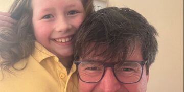 Tom Maynard with his daughter Dottie. Tom, 39, who lives in Ely, Cambridgeshire, with his wife Rachael, their seven-year-old daughter Dottie and three-year-old son Rex, began the challenge in December as he approaches his 40th birthday.