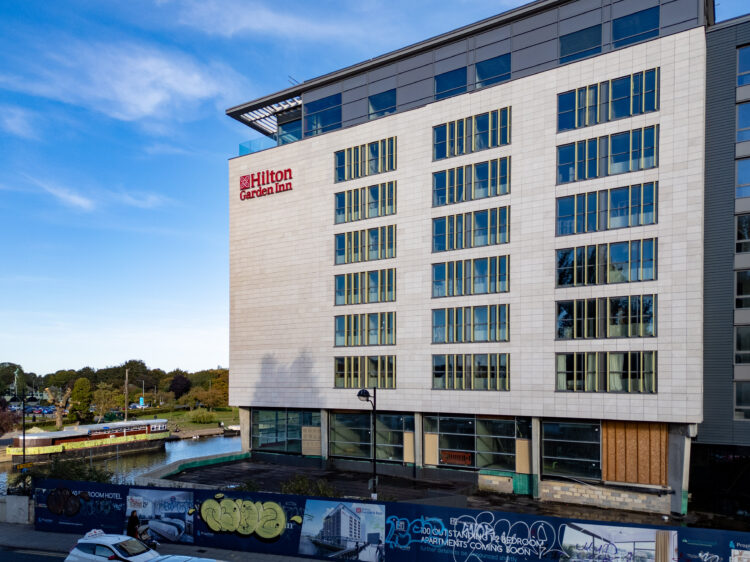 The unfinished Fletton Quays hotel site in Peterborough, where a £17m council loan is now unlikely to be repaid in full, according to administrators. Image credit: Terry Harris