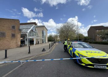 Police cordon in place near the Orton Centre in Peterborough following the fatal stabbing of a 16-year-old boy. Photos by Terry Harris.