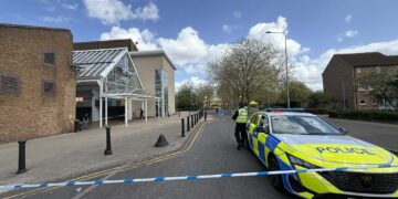 Police cordon in place near the Orton Centre in Peterborough following the fatal stabbing of a 16-year-old boy. Photos by Terry Harris.