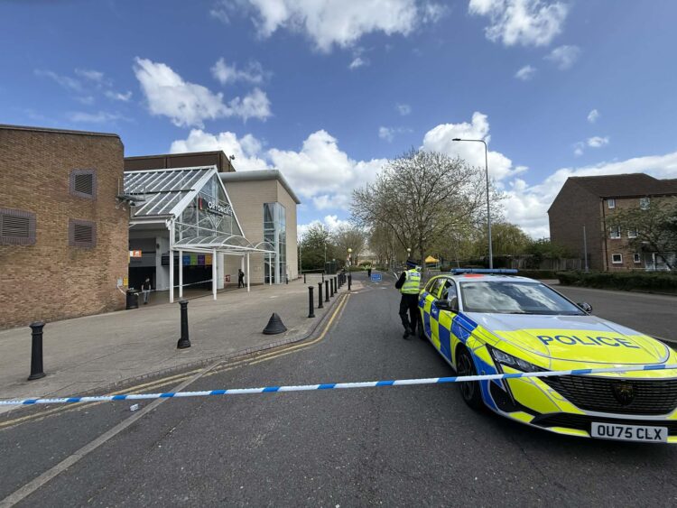Police cordon in place near the Orton Centre in Peterborough following the fatal stabbing of a 16-year-old boy. Photos by Terry Harris.