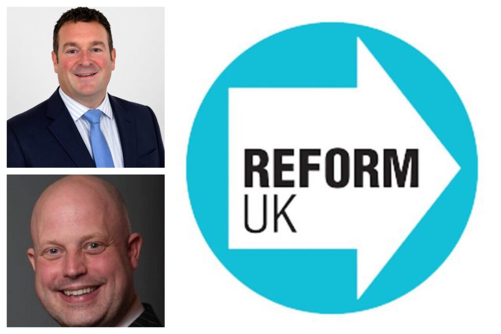 Peter Reeve (bottom left) and Ryan Coogan (top left) leading Reform UK’s campaign across Cambridgeshire ahead of the May 7 local elections.