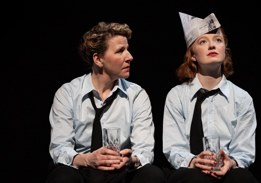 The cast of Spitfire Girls at Cambridge Arts Theatre portraying WWII women pilots.