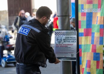 1. Police vans equipped with live facial recognition technology scan crowds in Peterborough city centre during Cambridgeshire’s first deployment of the system. Picture: Terry Harris/CambsNews