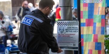 1. Police vans equipped with live facial recognition technology scan crowds in Peterborough city centre during Cambridgeshire’s first deployment of the system. Picture: Terry Harris/CambsNews