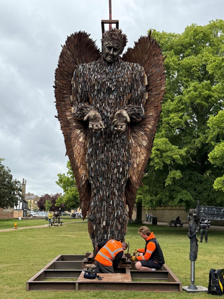 The Knife Angel arrived in Ely during Knife Crime Awareness Week to raise awareness of the impact of violence on communities.