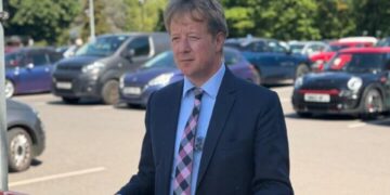 Mayor Paul Bristow at a Peterborough city centre car park ahead of the launch of the new free parking trial later this year.