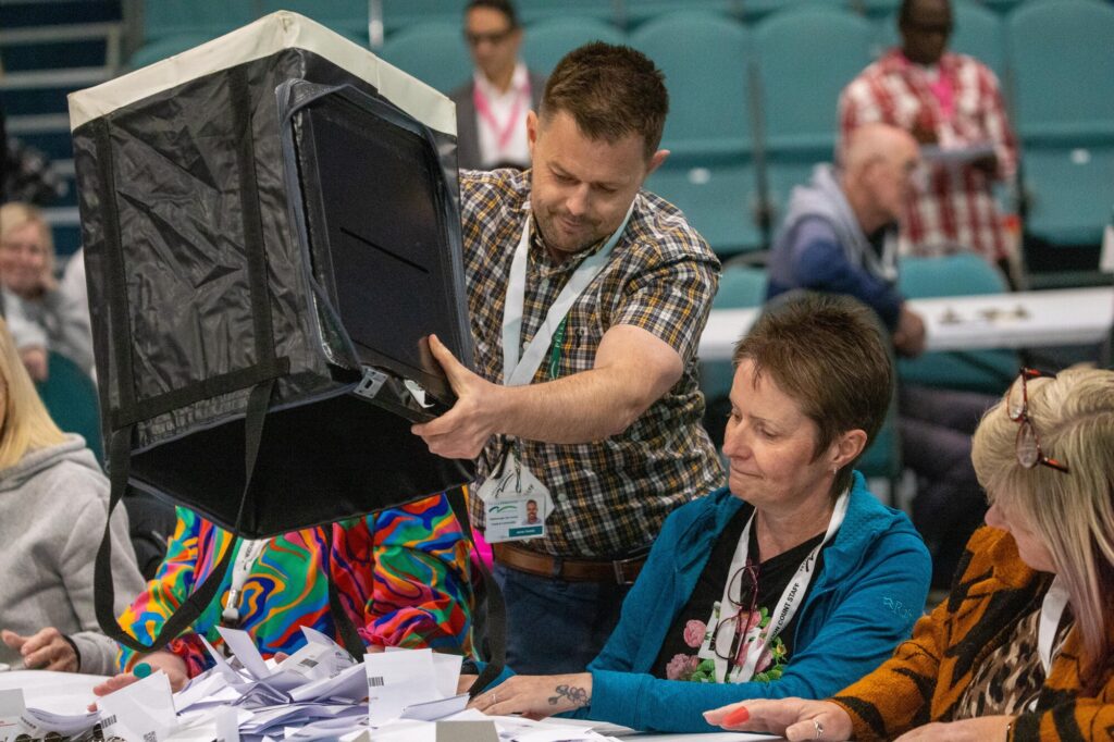 Votes being counted in Peterborough overnight. 