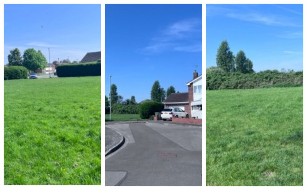 The Brewin Avenue green space in March which residents say has been used as a community play area and informal recreational land for decades but is now earmarked for two new homes under controversial council-backed plans. The photos also show entrance to the site