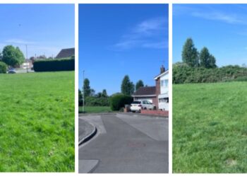 The Brewin Avenue green space in March which residents say has been used as a community play area and informal recreational land for decades but is now earmarked for two new homes under controversial council-backed plans. The photos also show entrance to the site