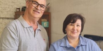 Farm shop owner and father-of-five Chris Tirrell has been selected by Reform UK to contest the Roman Bank & Peckover by-election on June 25. Pictured with his wife Valentina