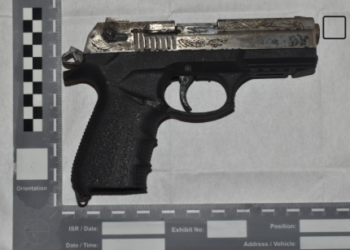 A handgun recovered by officers during the targeted police operation linked to organised burglary and theft investigations across multiple counties.